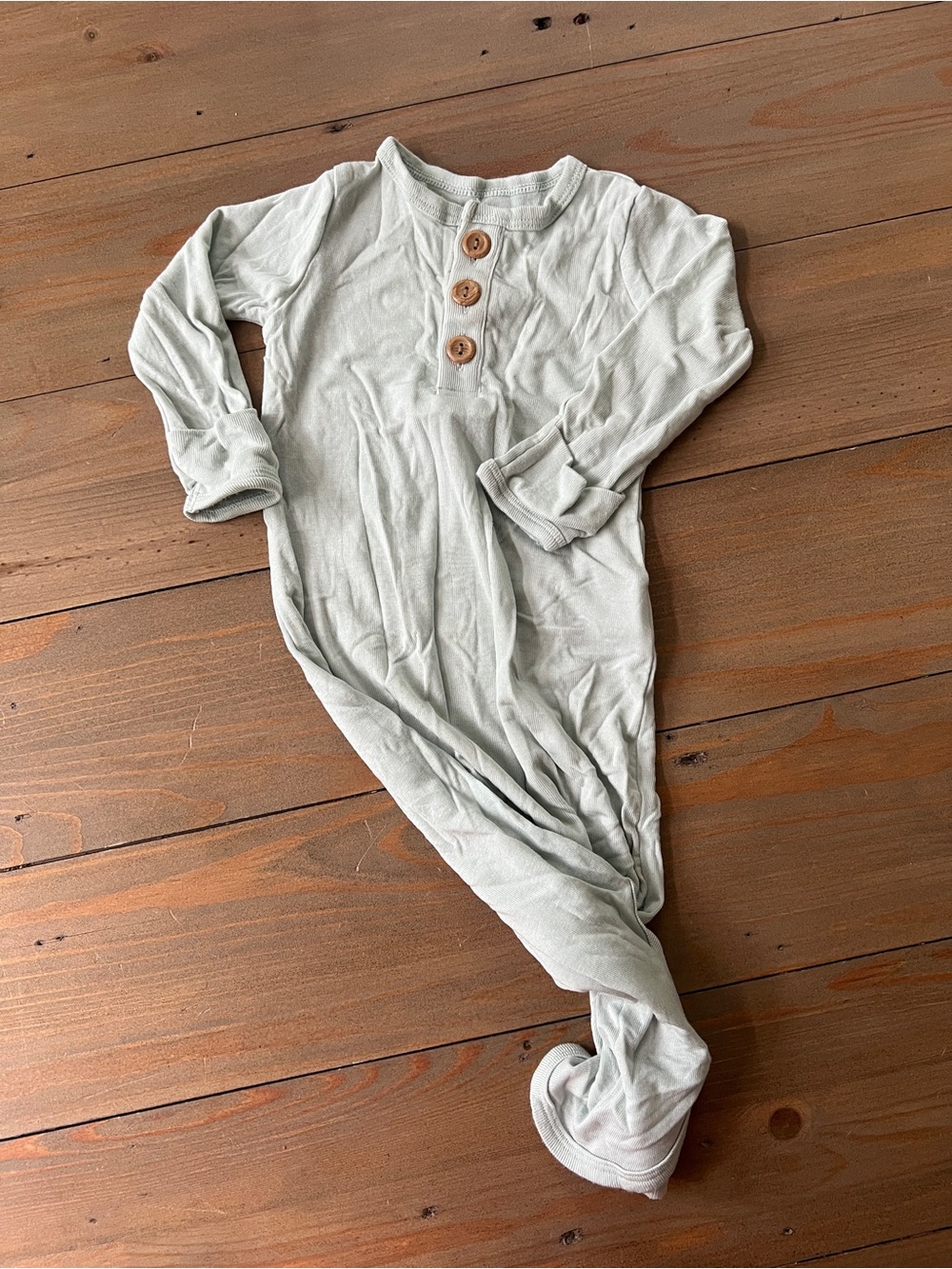 Cloud Island Knotted Pajama Gown in Light Sage - 0-3 Months